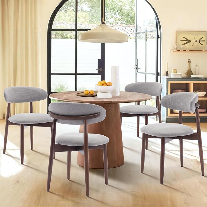 COLAMY Wooden Dining Chairs Set of 6, Modern Fabric Upholstered Dining Room - Image 3
