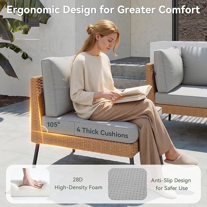 Aoxun 10 Piece Patio Furniture Set, 10 Seats Outdoor Sectional Sofas - Image 3