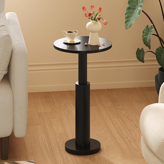 LAATOOREE Small Round Side Table, Accent Drink Coffee Table, Pedestal End Table - Image 2