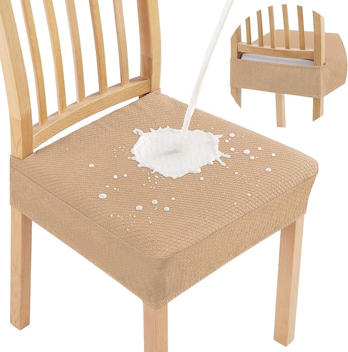 Smiry Waterproof Seat Covers for Dining Room Chairs Set of 6, Stretch Jacquard by Smiry