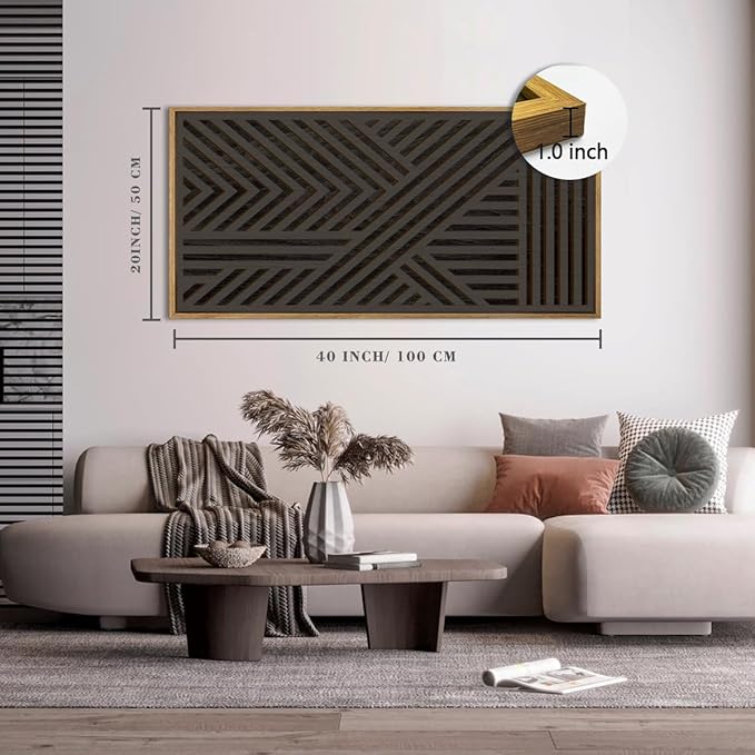 IARTTOP Extra Large Wood Black Wall Art 20x40 Inch Framed Abstract Geometric - Image 2