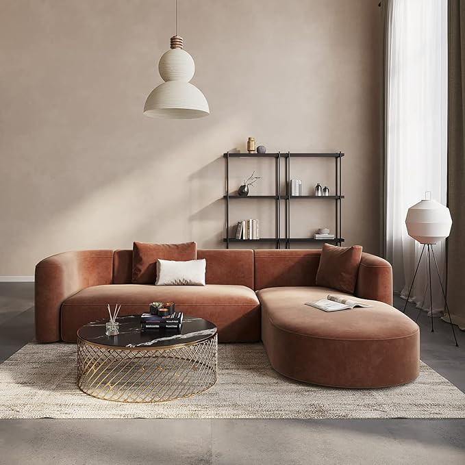 Acanva Luxury Modern Tight Curved Back Velvet Sofa, Minimalist Style Comfy Couch by acanva