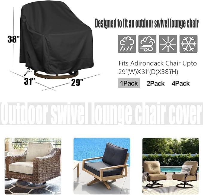 Outdoor Swivel Lounge Chair Cover, Fits to Lawn Patio Chairs, 420D - Image 2