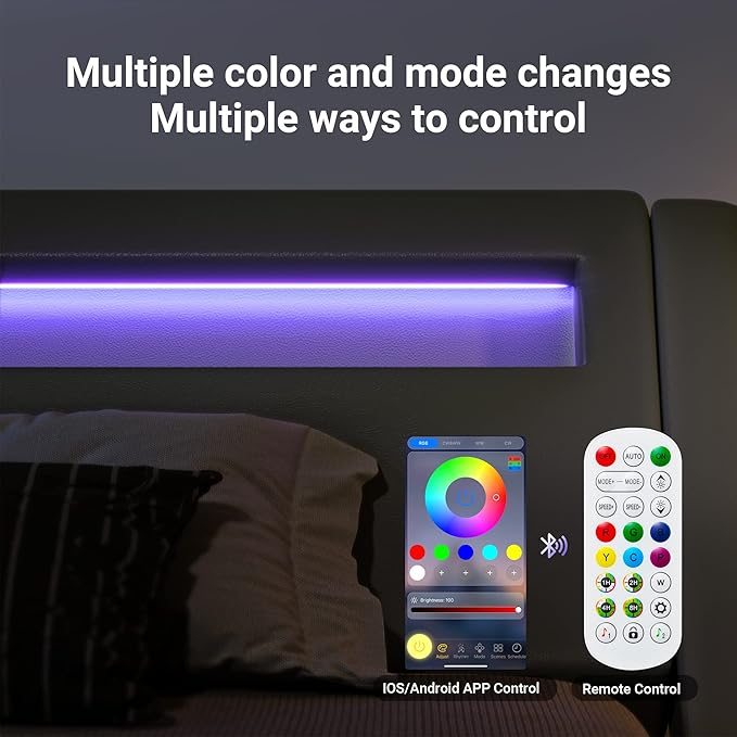 Allewie Full Size LED Platform Bed Frame - Image 5