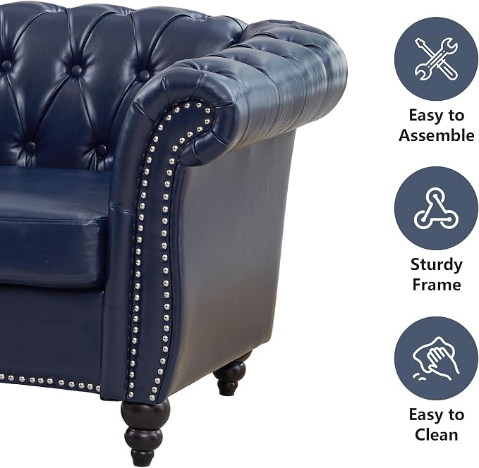 QHITTY 2 Piece Living Room Set, Sectional Chesterfield Sofa Chair Contemporary - Image 3