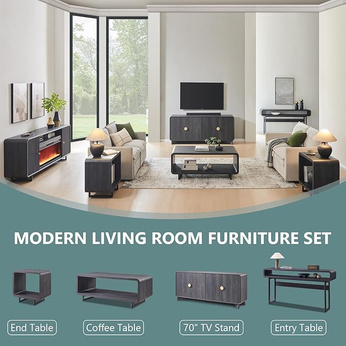 IFGET 48" Modern Coffee Table, 2-Tier Minimalist Center Table - Image 6