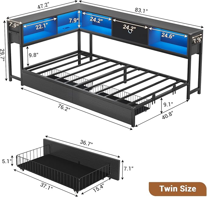 Hasuit Twin Corner Bed Frame - Image 3