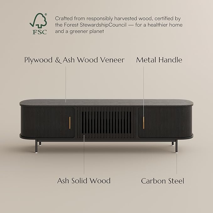 POVISON Fully-Assembled Mid Century Modern TV Stand - Image 7