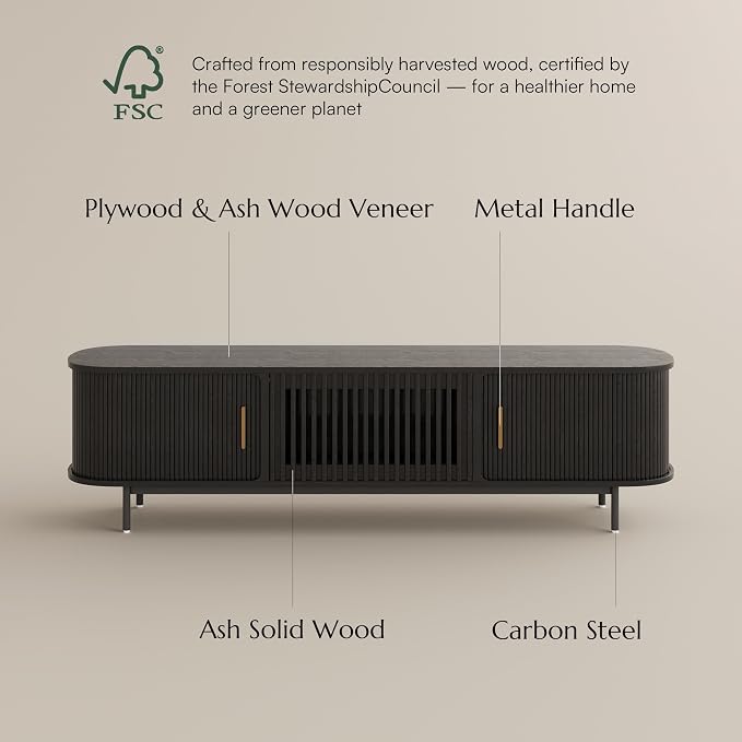 POVISON Fully-Assembled Mid Century Modern TV Stand - Image 5