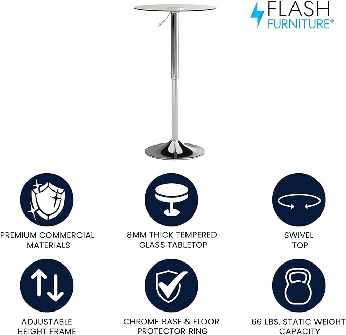 Flash Furniture Chad 23.5'' Round Glass Cocktail Table - Image 3