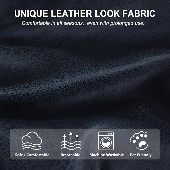 ANARACHON Leather Look Recliner Couch Cover, 8-Pieces Stretch Recliner Sofa - Image 5