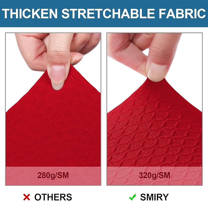 Smiry Waterproof Seat Covers for Dining Room Chairs Set of 6, Stretch Jacquard - Image 4