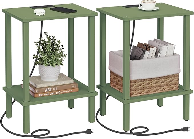 TUTOTAK End Table with Charging Station, Small Side Table with Outlets by ChoosetutotakFurnitureBuildYourCozyHome