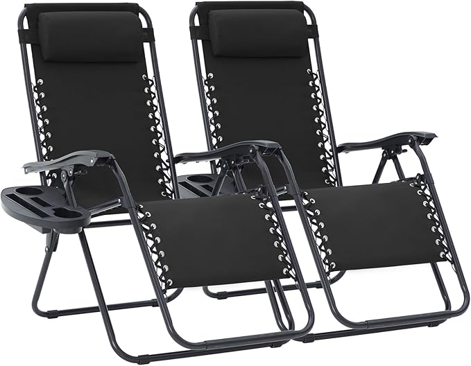 JEAREY Zero Gravity Lounge Chairs Set of 2, Adjustable Steel Mesh Recliners by JEAREYOutdoorsCollection