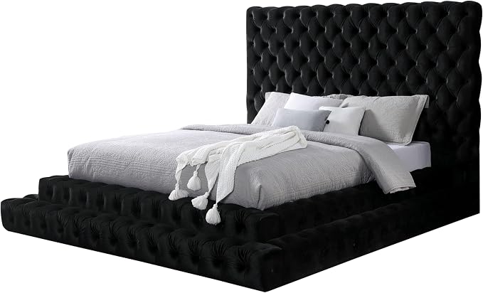 Furniture of America Sable Fabric Upholstered Step Up King-Size Platform Bed by FurnitureofAmerica