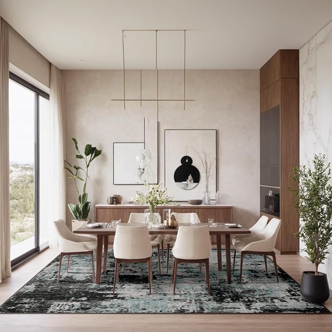 RELEANY Washable Area Rugs 6'x8' Non-Slip Modern Abstract Soft - Image 9
