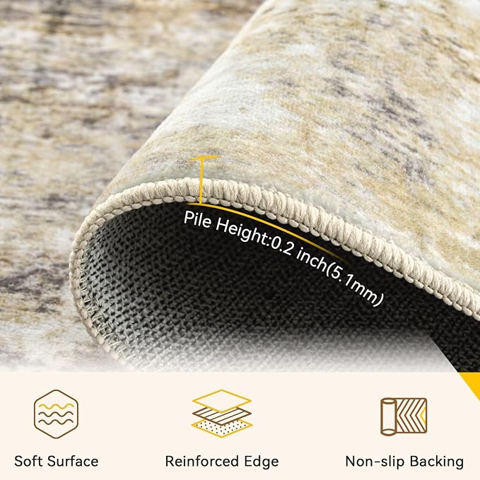 RELEANY Washable Area Rugs 2'x6' Non-Slip Modern Abstract Soft - Image 4