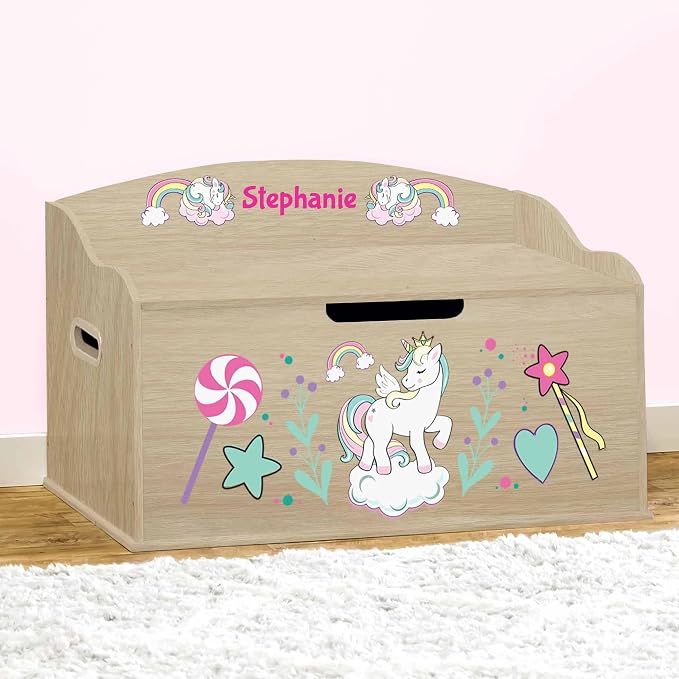 DIBSIES Personalized Creative Wonders Toy Box, Unicorns & Rainbows, 30 x 19.25 - Image 2
