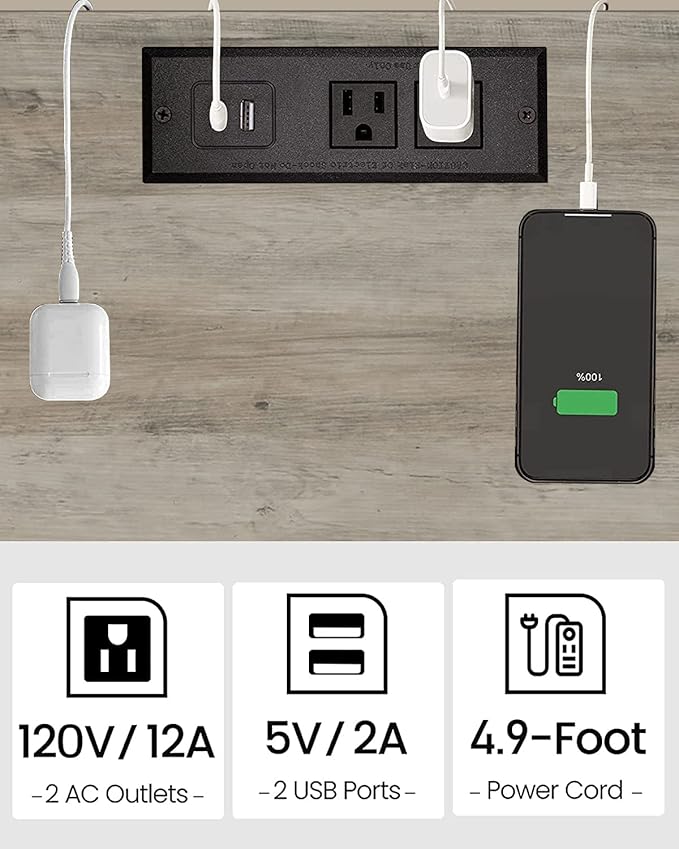 TUTOTAK End Table with Charging Station, Small Side Table with Outlets - Image 6