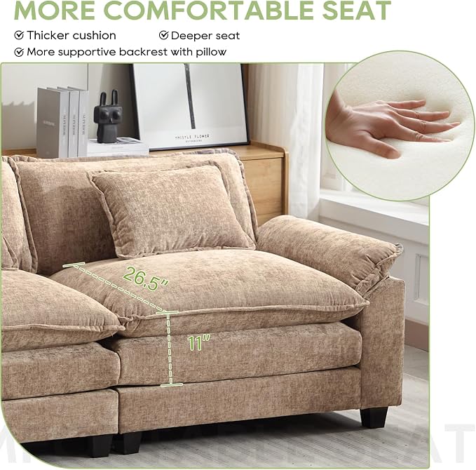 Oprisen 86" Modular Sectional Sofa, Comfy Cloud Couch Sectional Sofa - Image 4