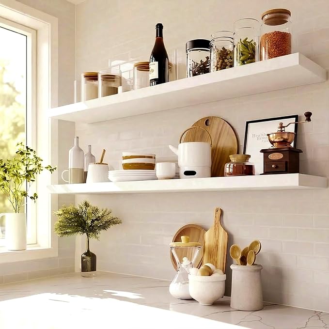 AMADA HOMEFURNISHING Floating Shelves Wall Mounted, 47 x 8 Inch Wall Shelves - Image 3