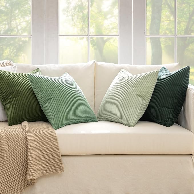 MIULEE Boho Farmhouse Sage Green Throw Pillow Covers 16x16 Inch Set of 4 - Image 3