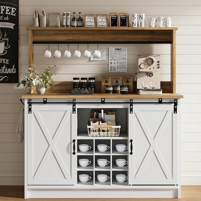 4ever2buy Farmhouse Coffee Bar Cabinet - Image 7