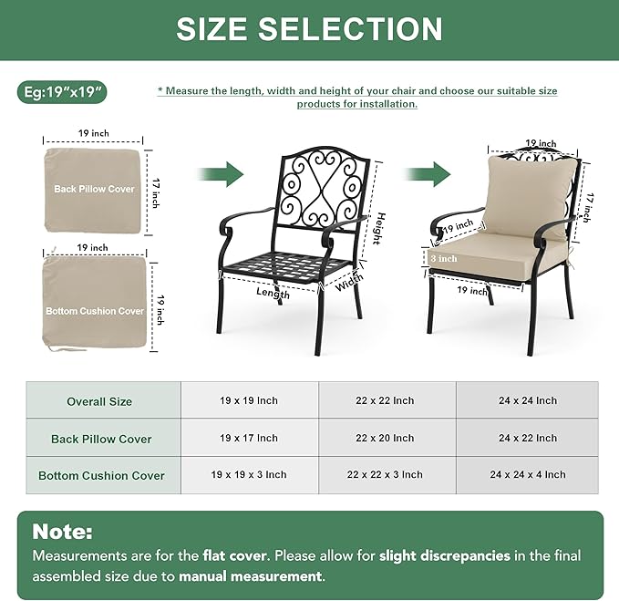 Summsun Outdoor Chair Cushions, Waterproof Backrest and Deep Seat Cushion Set - Image 7