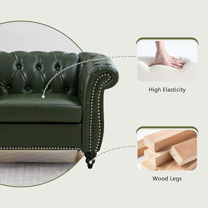 QHITTY 2 Piece Living Room Set, Sectional Chesterfield Sofa Chair Contemporary - Image 7