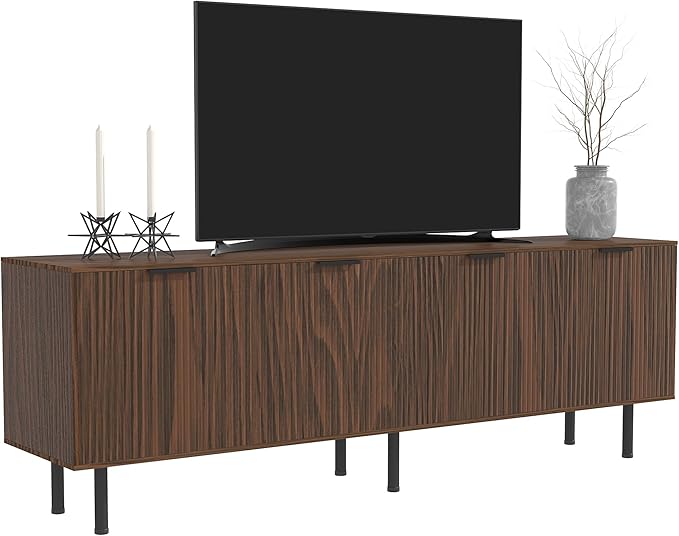 TV Stand for 80 Inch TV, Fluted Entertainment Center by Furniwood