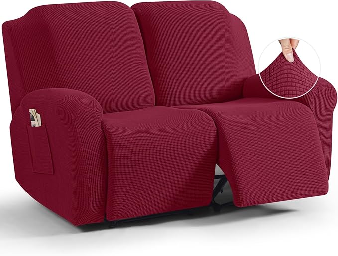 TAOCOCO Recliner Loveseat Slipcover, 6 Pieces Dual Recliner Sofa Covers by TAOCOCO