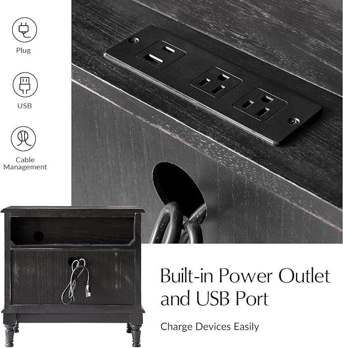 HULALA HOME Solid Wood Storage End Table - Image 4