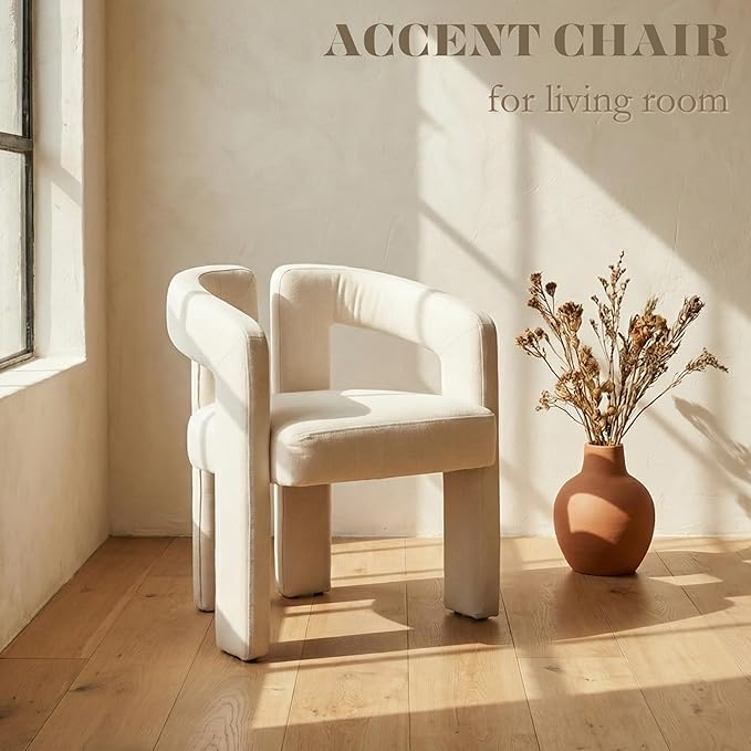 Hyfirm Upholstered Linen Barrel Dining Chairs Set of 6, Modern Accent Kitchen - Image 7
