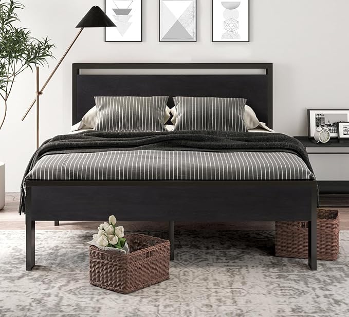 SHA CERLIN 14 Inch Queen Size Metal Platform Bed Frame - Image 3