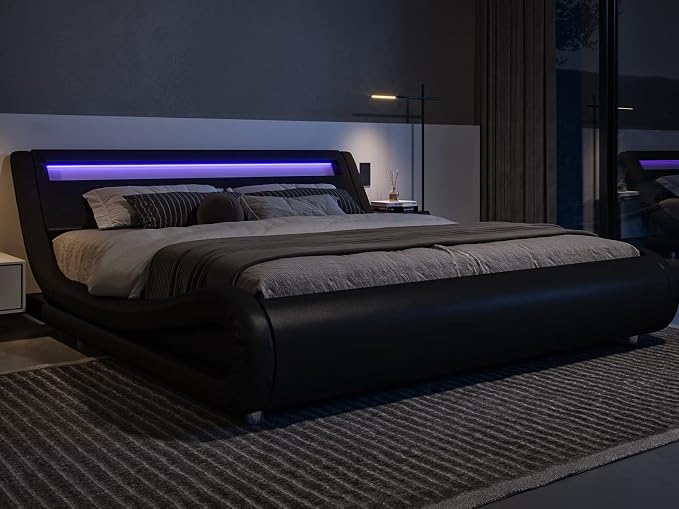 Allewie Queen Size LED Platform Bed Frame by Allewie