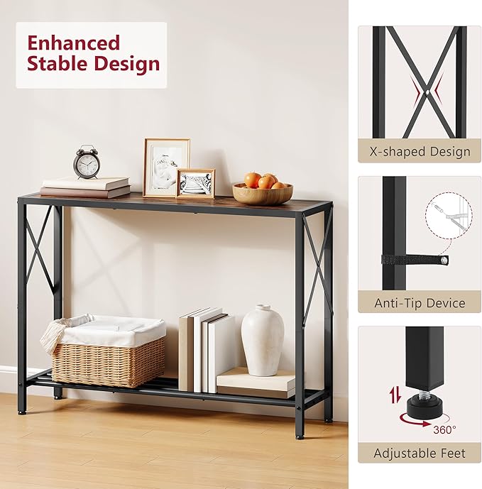 Tajsoon Console Table 41.8”, 2-Tier Industrial entryway Table, Narrow Sofa Table - Image 5