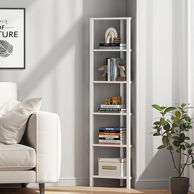 TUTOTAK 6-Tier Corner Bookshelf, Corner Shelf - Image 7