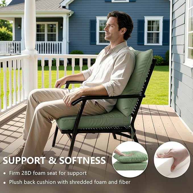 22x22 Inch Patio Chair Cushions Set of 2, Outdoor Furniture Cushions - Image 4