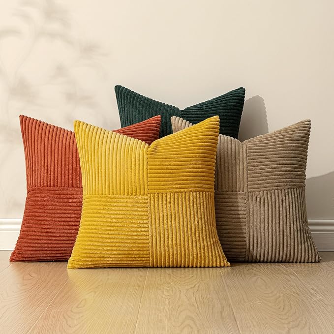 MIULEE Green Rust Throw Pillow Covers 18x18 Inch Set of 4 Boho Farmhouse Soft - Image 5