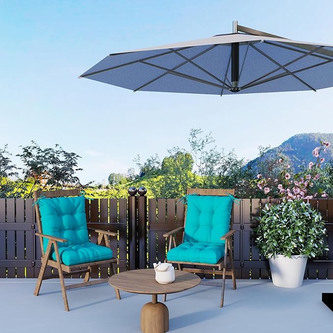 Outdoor Chair Cushions Set of 2, High Back Soft Seat Pad - Image 2