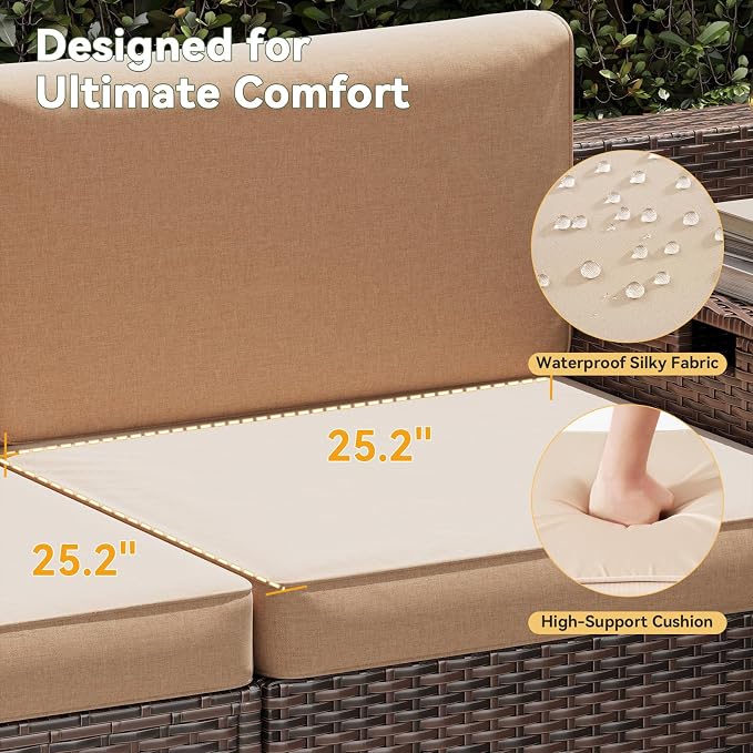 Aoxun 7 Piece Patio Furniture Set, All-Weather Wicker Outdoor Furniture 6 Seats - Image 2