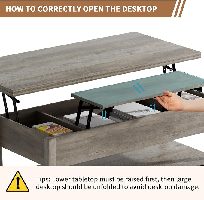 SYESWAY 42'' Lift Top Coffee Table - Image 8