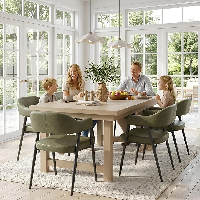 HNY Modern Dining Room Arm Chairs Set of 2, Open-Back Kitchen Side Chairs - Image 9
