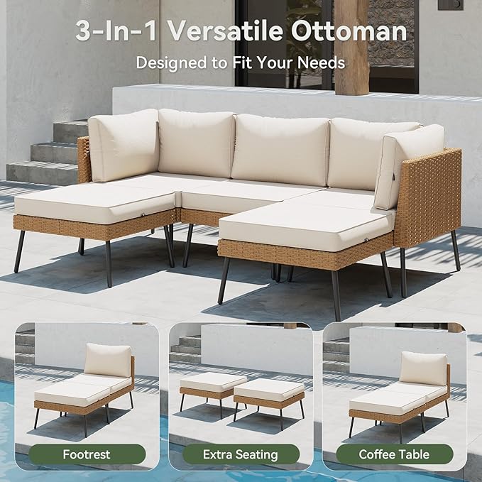 Aoxun 8 Piece Patio Furniture Set, 8 Seats Outdoor Sectional Sofas - Image 5