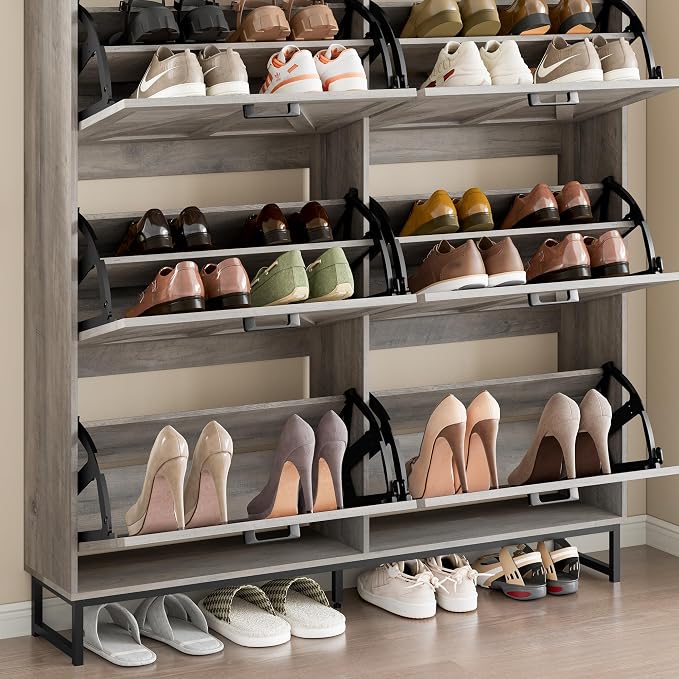 BORNOON Shoe Cabinet with 6 Flip Drawers Narrow Shoe Storage Cabinet Organizer - Image 6
