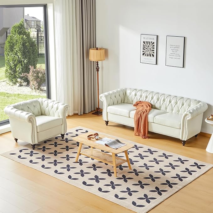 QHITTY 2 Piece Living Room Set, Sectional Chesterfield Sofa Chair Contemporary by QHITTYFurnitureLife
