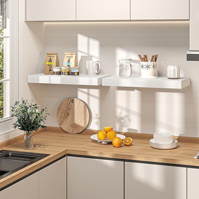 White Floating Shelves 55Inch Long, 12 Inch Deep Floating Shelves - Image 3