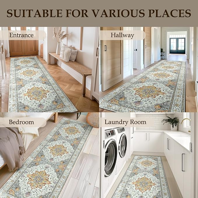 RELEANY Area Rugs 2'x10' Runner Rug Non Slip Washable - Image 4