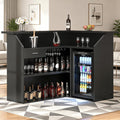 L-Shaped Home Bar Unit with Power Outlet, 4-Tier Corner Liquor Bar Cabinet with by SAHISTCT