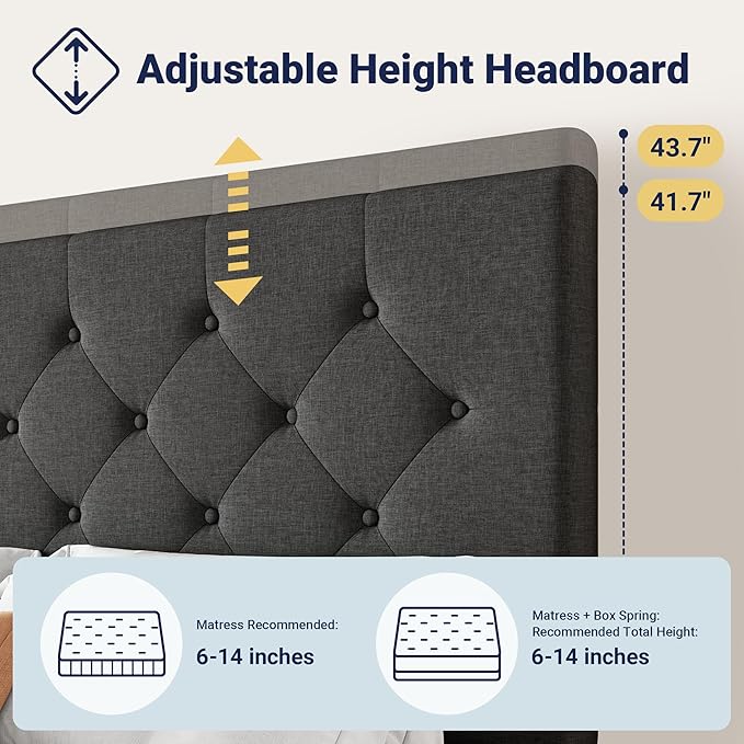 Allewie Upholstered Queen Size Platform Bed Frame - Image 4